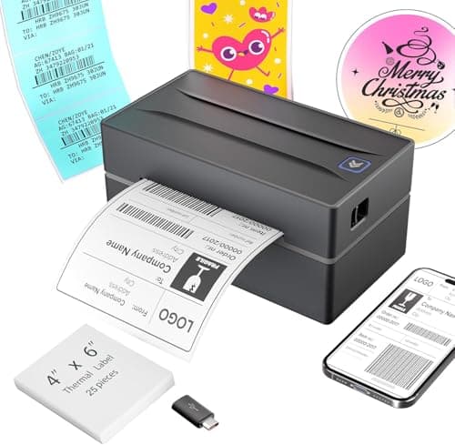 Amazon - Thermal Shipping Label Printer 4x6 Bluetooth Label Maker for Small Business (Black) - $28.31