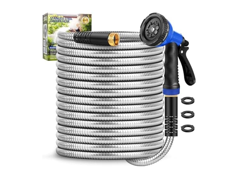 GAGALUGEC 50ft Steel Hose 10 Nozzles