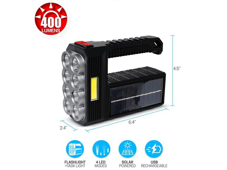 Adurance 2-in-1 Tactical Solar Rechargeable Flashlight & Task Light