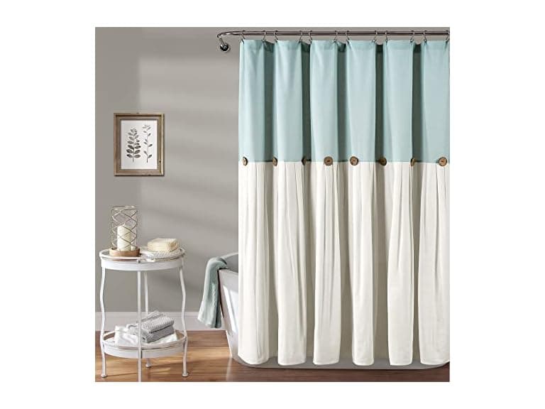Lush Decor Linen Button Shower Curtain