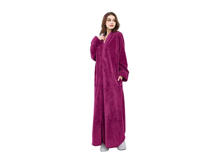 Women's Long Fleece Plush Bathrobe