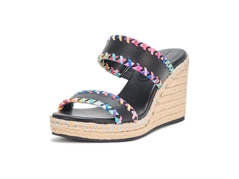 KARL LAGERFELD Women's Carcel Double Strap Espadrille Wedge Sandal