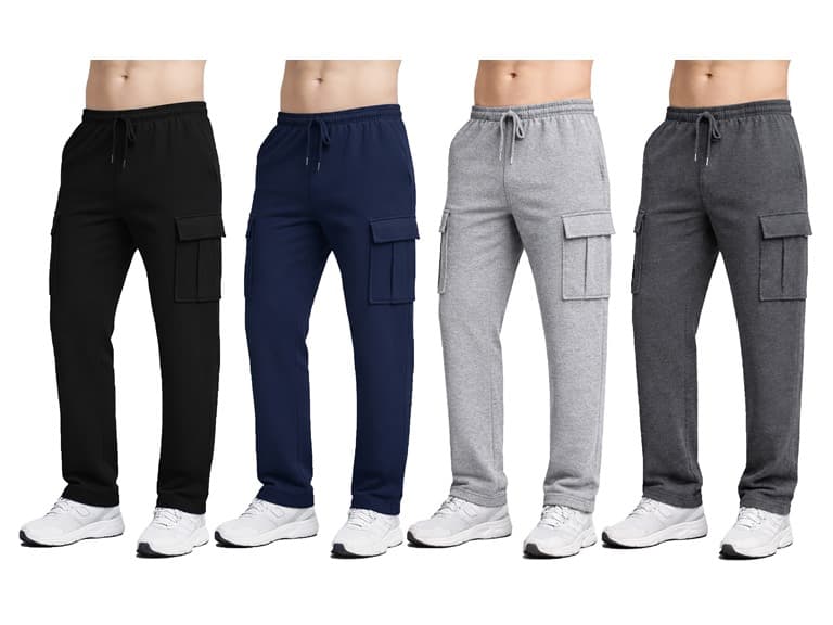 3Pk Asst Mens Fleece Open Bottom Pants