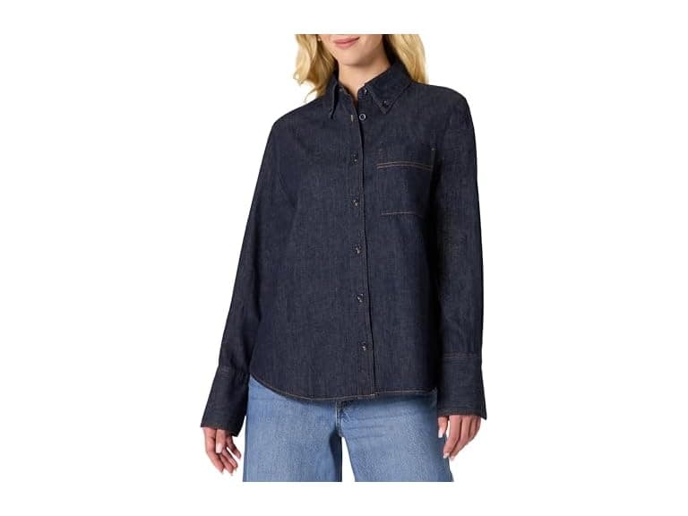 AE Womens OversizedFit Denim ButtonDown Shirt