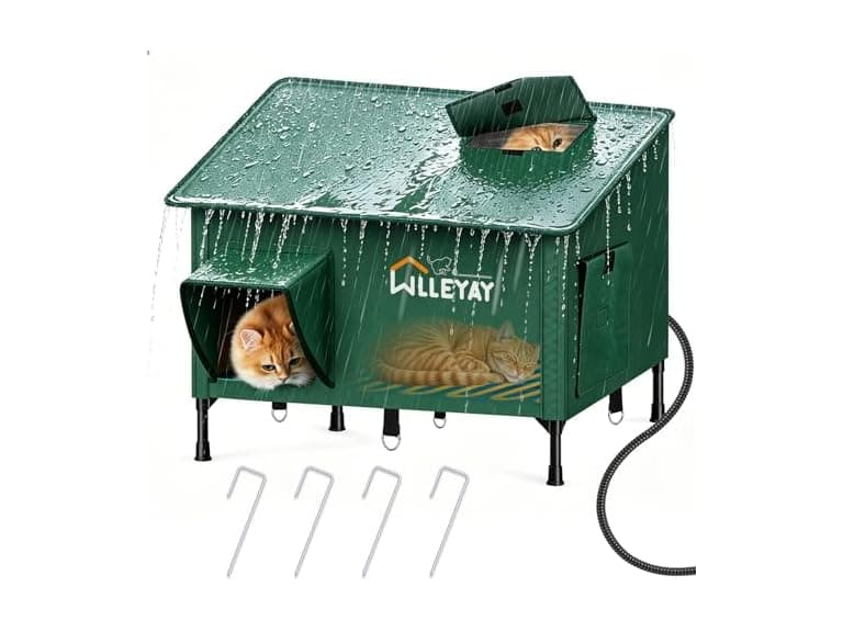 WLLEYAY Collapsible Heated Cat House