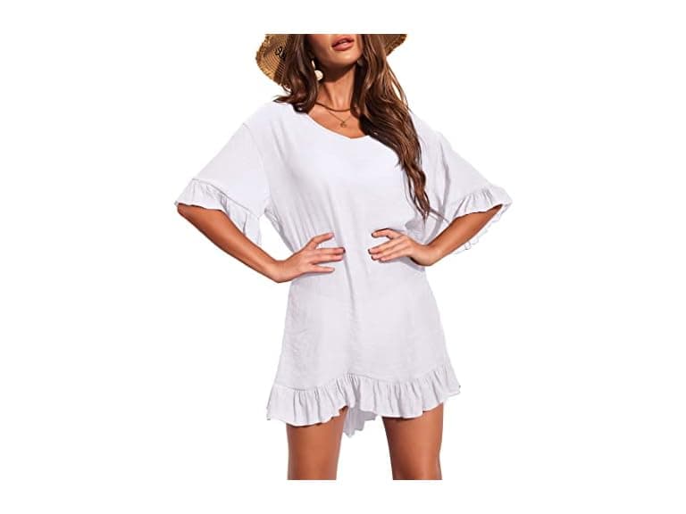 Ekouaer Women Bathing Suit Coverups Sexy V Dress