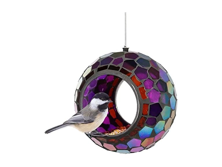Sunnydaze 6-Inch Purple Mosaic Hanging Bird Feeder
