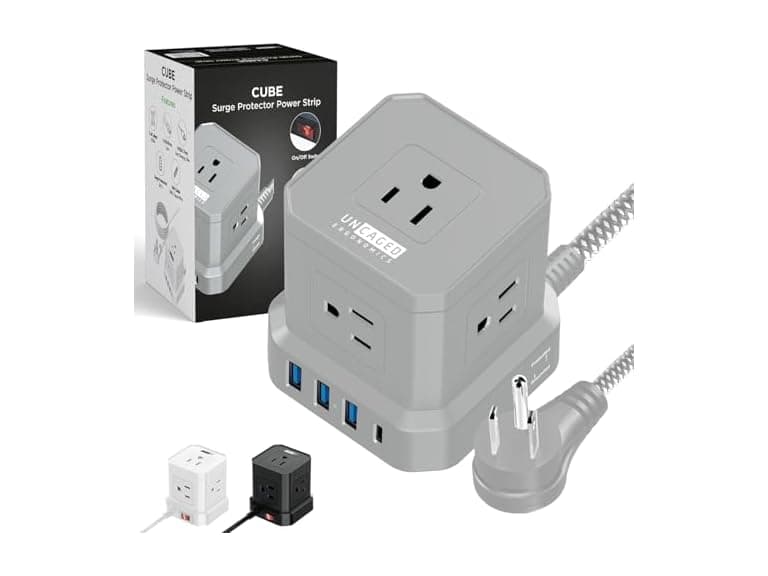 10ft Cube Power Strip with USB Gray