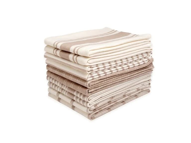 Dan River 10 Pack Cotton Flat Assorted Kitchen Towels