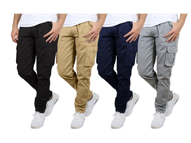 3Pk Asst Mens Flex Stretch Cargo Pants