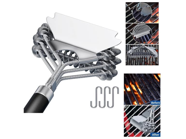 17" Stainless Steel Grill Brush and Scraper Bristle Free