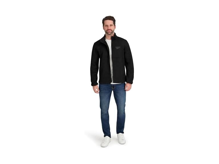 Reebok Mens Mock Neck Zip Up Textured Fleece Jacket