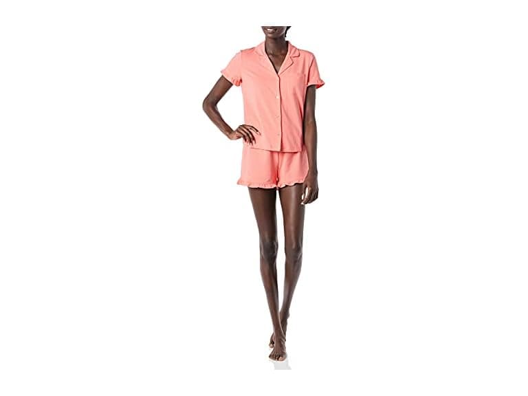 Amazon Essentials Womens Cotton Modal Notch PJ Set