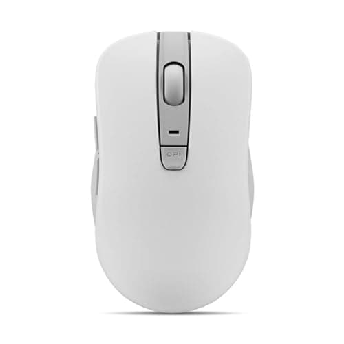 Lenovo Bluetooth Silent Mouse (WL300) - 5 Button Computer Mouse with Silent Left & Right Click – Sculpted Grip, Microsoft Swift Pair, Up to 1600 DPI (White)