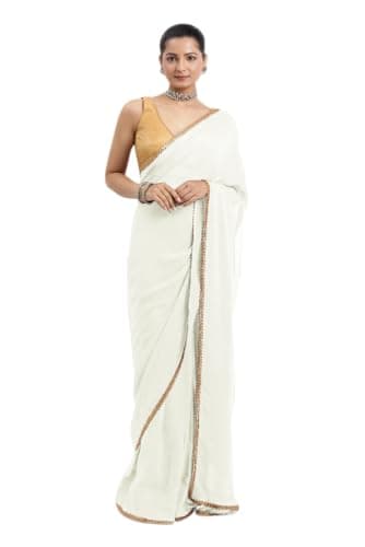 Chandrakala 1-Minute Ready To Wear saree for Women's Pre-Stitched Drape, Cream (1445CRE)