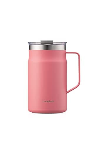 LocknLock Metro Mug Premium 18...ble with Lid, Peach Red, 20 oz