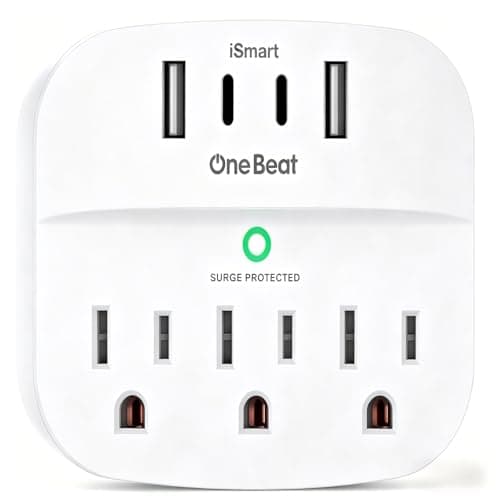 1 Pack Multi Plug Outlet Splitter with USB,Surge Protector Outlet Extender with 3 Wall Outlets 4 USB Wall Charger(2-USB C),490 J, ETL Listed,Small Outlet Adapter Plug Extender for Travel,WH