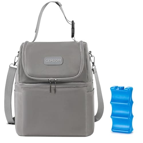 Gemdom Breast Pump Cooler Travel Bag with Ice Pack,【 Up to 12 Hours 】Insulated Bottle Storage Cooler Bag, Double Layer, Breastfeeding Essential for Nursing Mom Daycare Work Travel,Fits 6 Baby Bottles