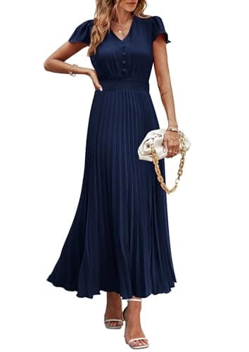 PRETTYGARDEN Women's V Neck Ruffle Summer Maxi Dress (Various Colors) $15