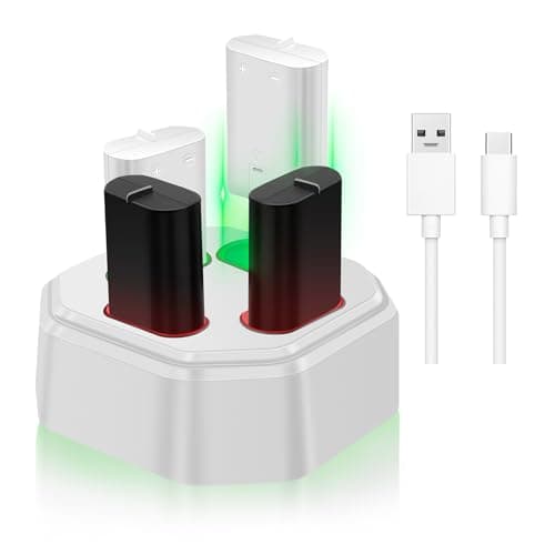 Fukuai Rechargeable Xbox Controller Battery Packs with Charging Station,4x3600mWh Xbox Controller Battery for Xbox Series X/S/Xbox One/Elite Controllers