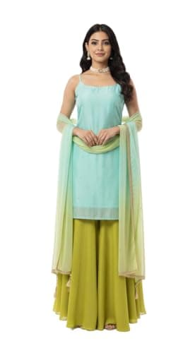 RoohVastra Ready to wear salwar kameez for women, Indian wedding, Embroidered, Ethnic Pakistani, Eid suit R-5914 (Sky Blue, 36)