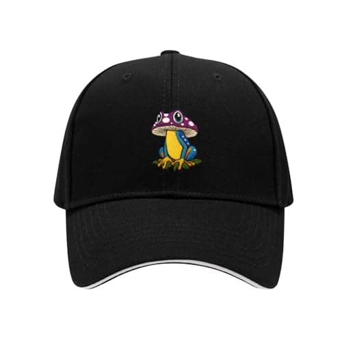VixuLtc Cute Frog & Mushroom Embroidered Baseball Cap, Trendy Unisex Sun Hat for Outdoor Sports, Casual Streetwear