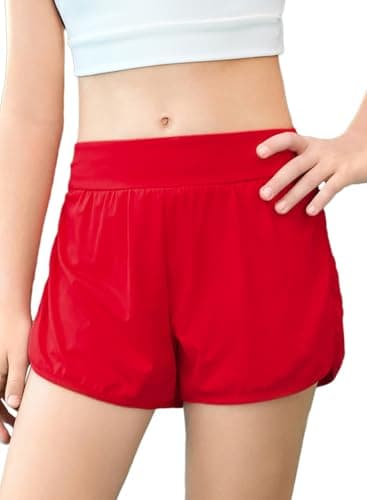 blibean Girls Athletic Shorts Little Kids Butterfly Running Shorts Cute Flowy Skirt Teen Summer Gym Workout Outfits Tween Sports Activewear 2026 Clothes Size 6-7 Year Old Red