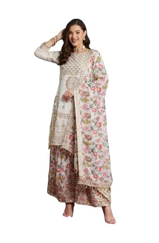 Kartutva Indian pakistani embroidered kurta set for women wedding party wear sharara palazzo style salwar kameez suit dress for women