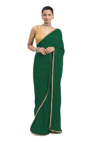Chandrakala 1-Minute Ready To Wear saree for Women's Pre-Stitched Drape, Bottle green (1445BOT)