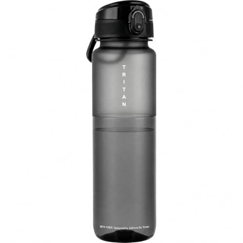 Edmyre 32oz Clear Tritan Water Bottle with Chug Lid, Frosted & BPA-Free, Leakproof, Wide Mouth, Portable Sports Water Bottle for Gym, Office, Travel, Outdoor(Black)