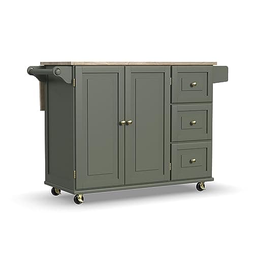 Homestyles Mobile Kitchen Island Cart w/ Wood Top & Dropleaf Breakfast Bar (Green) $165.99 + Free Shipping