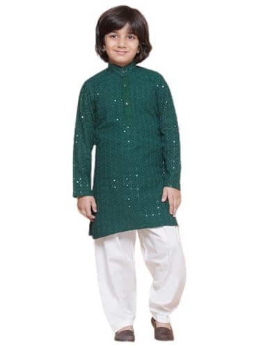 AJ DEZINES Kids Indian Ethnic Wear Kurta Set For Boys|Boys Indian Outfit|Traditional Festive Wear|Chikankari Kurta Pyjama-A9
