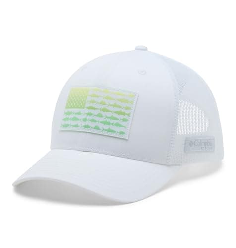 Columbia Unisex Unisex PFG Fish Flag Mesh Snap Back Hat, White/Fish Flag, One Size