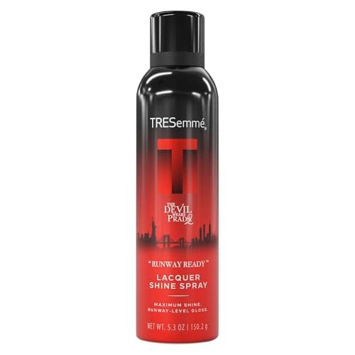 TRESemmé Runway Ready Lacquer Shine Spray, A-LIST Collection The Devil Wears Prada 2 Limited Edition Spray for Brilliant Gloss + Humidity Control, Developed Safe for All Hair Types, 5.3 Oz