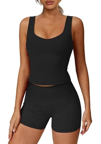 Alaroo Lounge Sets for Women 2 Piece Workout Sets Cute Spring Summer Outfits Sleeveless High Waisted Shorts Casual Going Out Clothes Teen Girl Matching Set Black XS