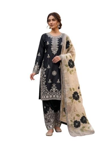 Cloxa Indian Pakistani Womens Ready to wear plus size Salwar Kameez for Eid Party Wedding (US, Numeric, 46, Regular, Regular, black)