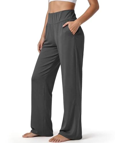 Othedrich Women's Wide Leg Sweatpants High Waist Soft Athletic Pants, Lightweight Workout Lounge Pants for Yoga Gym Running Dark Grey
