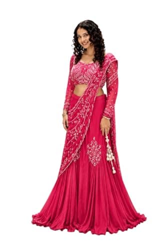 Indian Ready To Wear Lehenga Choli Events For Women Bridesmaid, Party, and all Festival Wear. (pink, 40)