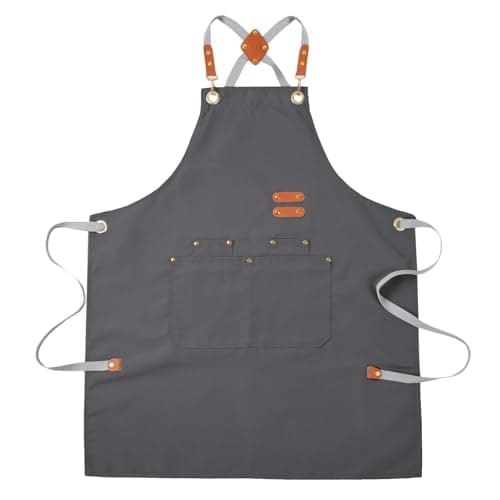 Aoomzoon Durable Kitchen Apron Multifunctional Chef Aprons for Women & Men with Pockets Reusable Apron for Cooking Baking & Daily Use (GREY)