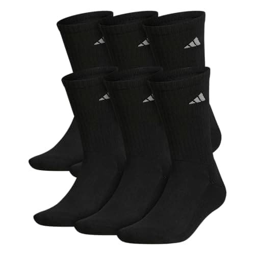 adidas Men's Athletic Cushioned 6-Pack Crew, Cushioned Crew Socks with Arch Compression for a Secure Fit