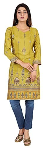 Maple Clothing Plus Size Indian Kurtis for Women Long Kurti Tunic Tops (Green, 7XL)