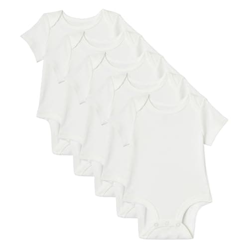 Amazon Essentials Unisex Babies' Short-Sleeve Bodysuits, Pack of 6, White, 24 Months