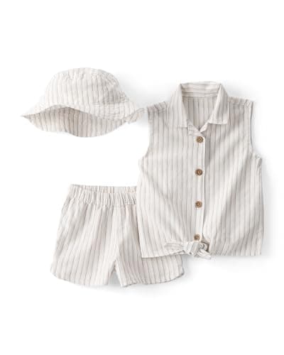 Carter's Girl 3-Piece Short Set, Tan/Ivory, 24M
