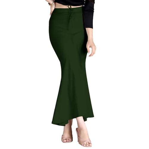 Chandrakala Cotton Saree Shapewear for Women Seamless Stretchable Mermaid Sari Shaper Petticoat Girls Dark Green, Small (S117BOT2)