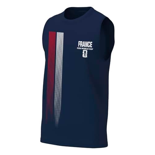 FIFA World Cup 2026 Men's Official Performance Country Stripe Sleeveless Muscle Tee Tank Top (US, Alpha, Medium, Regular, Regular, France)