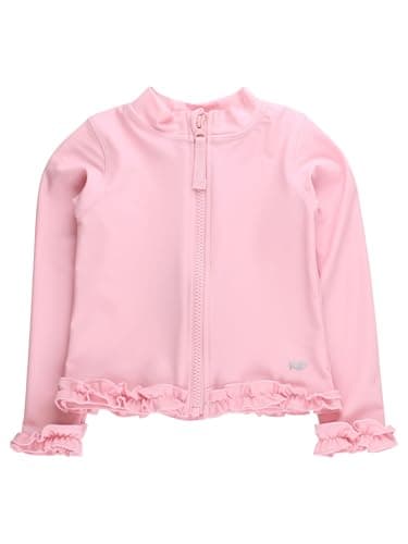RuffleButts Girls Active Full Zip Ruffle Jacket - Sun Protective Jacket