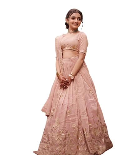 Traditional Girls Embroidered Lehenga Choli Set Kids Party Wear Ethnic choli for Girls. (light pink, 6-8 years)