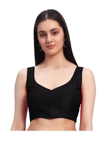 Women's Readymade Sleeveless Saree Blouse Indian Designer Choli Crop Top Wedding Party wear Sari Blouse Black XL
