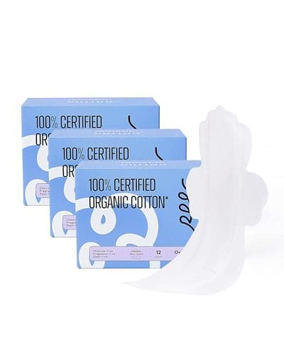 RPE Life 100% GOTS Organic Cotton Overnight Pads, Size 5, 36 Count