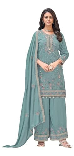 Shriva Fashion Ready to wear Pakistani salwar kameez with embroidery work eid wedding party for women (2937) (Sky, 44)
